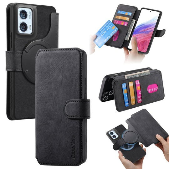 For Motorola Moto G85 EU CaseNeo MagSafe RFID Anti-theft Retro Leather Phone Case(Black)