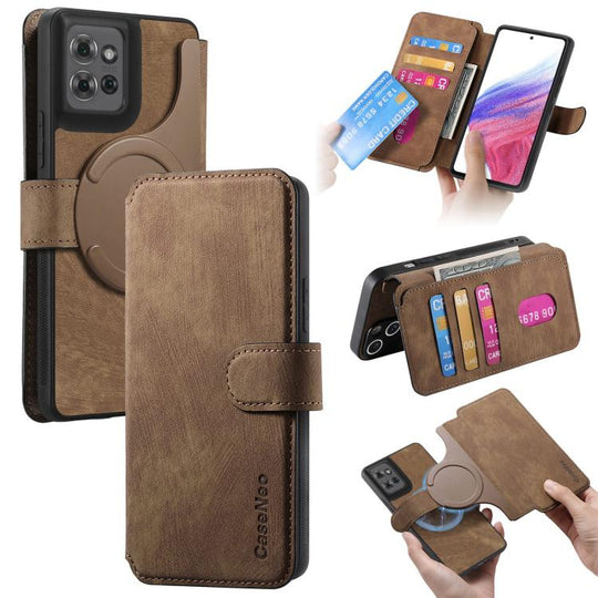 For Motorola Moto G Power 2025 CaseNeo MagSafe RFID Anti-theft Retro Leather Phone Case(Brown)
