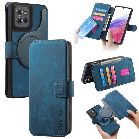 For Motorola Moto G Power 2025 CaseNeo MagSafe RFID Anti-theft Retro Leather Phone Case(Blue)