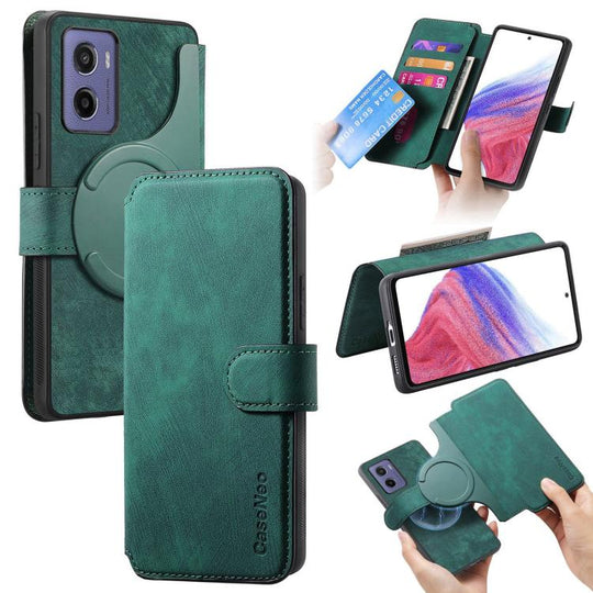 For Motorola Moto G05 CaseNeo MagSafe RFID Anti-theft Retro Leather Phone Case(Green)
