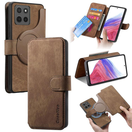 For Motorola Moto G15 CaseNeo MagSafe RFID Anti-theft Retro Leather Phone Case(Brown)