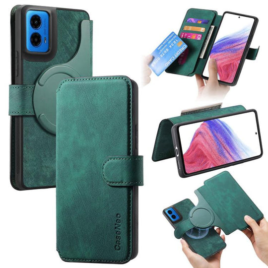 For Motorola Moto G45 5G CaseNeo MagSafe RFID Anti-theft Retro Leather Phone Case(Green)