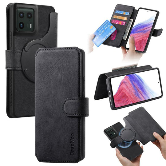 For Motorola Edge 50 Ultra CaseNeo MagSafe RFID Anti-theft Retro Leather Phone Case(Black)