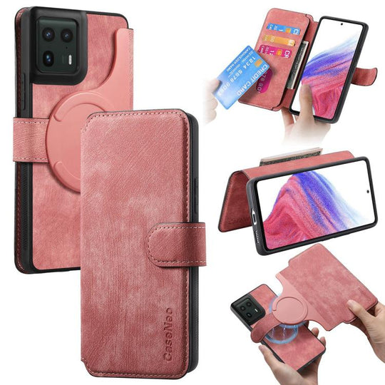 For Motorola Edge 50 Ultra CaseNeo MagSafe RFID Anti-theft Retro Leather Phone Case(Pink)