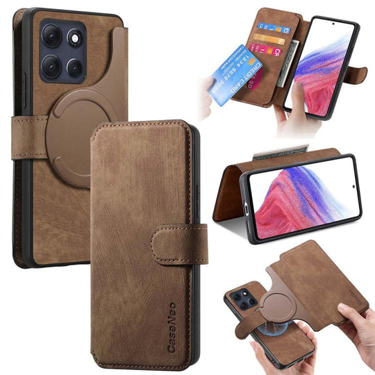 For Motorola Moto G86 Power CaseNeo MagSafe RFID Anti-theft Retro Leather Phone Case(Brown)