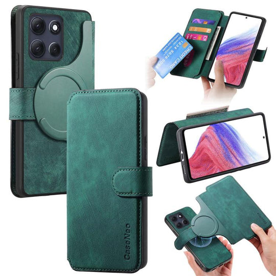 For Motorola Moto G86 Power CaseNeo MagSafe RFID Anti-theft Retro Leather Phone Case(Green)