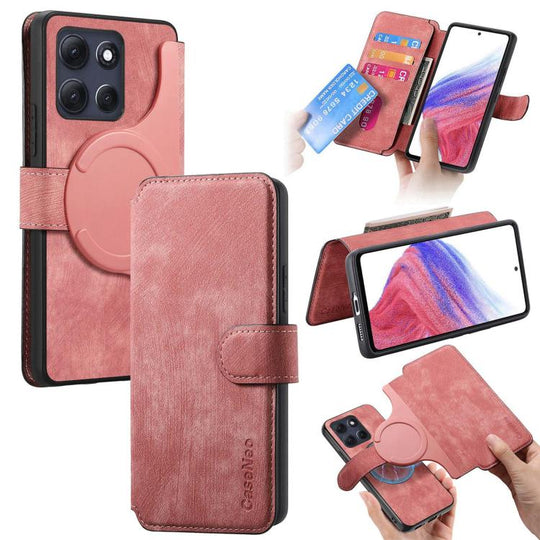 For Motorola Moto G86 Power CaseNeo MagSafe RFID Anti-theft Retro Leather Phone Case(Pink)