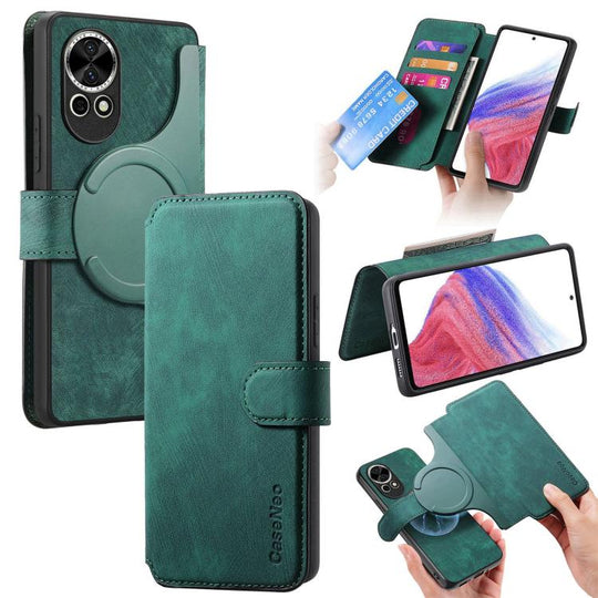 For Huawei nova 12 Pro CaseNeo MagSafe RFID Anti-theft Retro Leather Phone Case(Green)