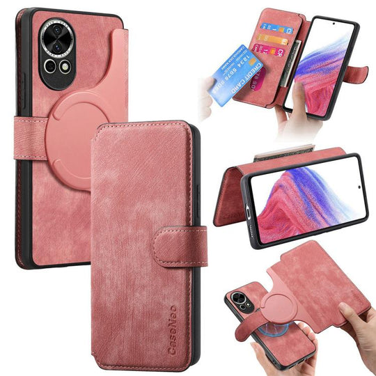 For Huawei nova 12 / 13 CaseNeo MagSafe RFID Anti-theft Retro Leather Phone Case(Pink)