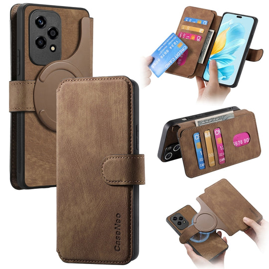 For Honor 200 Lite Global CaseNeo MagSafe RFID Anti-theft Retro Leather Phone Case(Brown)