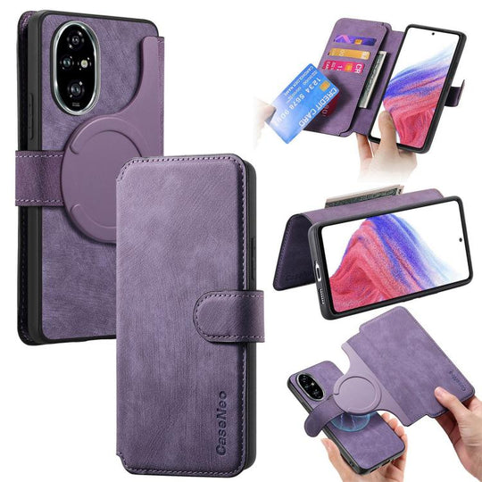 For Honor 200 Pro CaseNeo MagSafe RFID Anti-theft Retro Leather Phone Case(Purple)