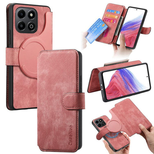 For Honor X6b CaseNeo MagSafe RFID Anti-theft Retro Leather Phone Case(Pink)