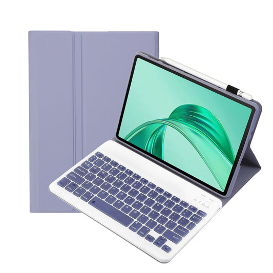 For Honor Pad X8a / X9 2024 AH25 Ultra-thin Detachable Bluetooth Keyboard Leather Tablet Case(Lavender White) - For Huawei by buy2fix | Online Shopping UK | buy2fix