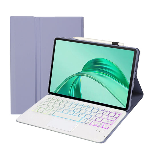 For Honor Pad X8a / X9 2024 AH25-AS Ultra-thin Detachable Backlight Bluetooth Keyboard Leather Tablet Case with Touchpad(Lavender White) - For Huawei by buy2fix | Online Shopping UK | buy2fix