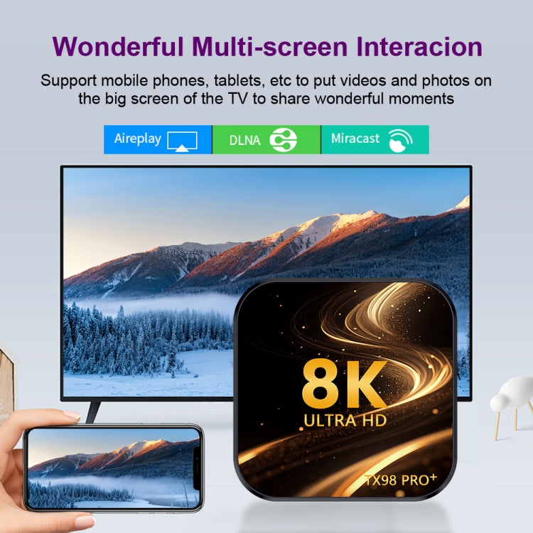 TX98 Pro+ 8K UHD Android 13 Smart TV Box with Remote Control, 4GB+32GB, RK3528 Quad-Core(EU Plug) - Others by buy2fix | Online Shopping UK | buy2fix