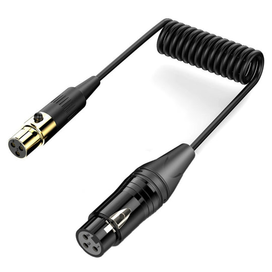 Mini XLR Female to XLR Female Audio Mixer Mini Microphone Coiled Audio Cable, Length: 0.5m(Black)