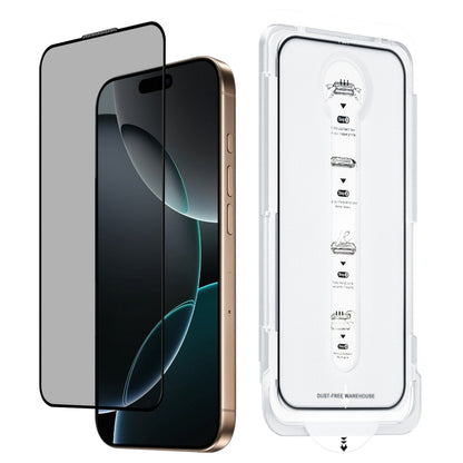 For iPhone 16 Pro Max Dust-Free Easy Install Privacy Tempered Glass Film(Black) by buy2fix