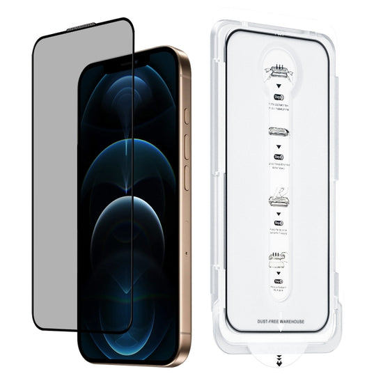 For iPhone 12 Pro Max Dust-Free Easy Install Privacy Tempered Glass Film(Black)