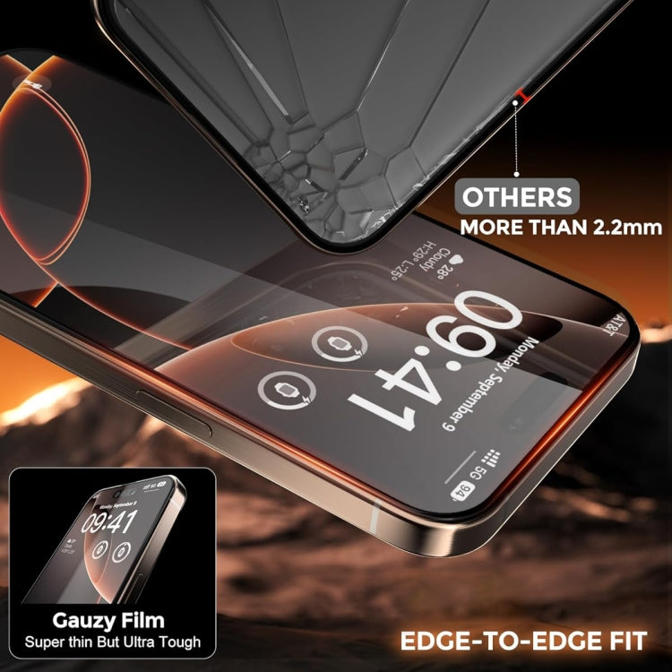 For iPhone 16 Pro Max Dust-Free Easy Install HD Tempered Glass Film(Black) by buy2fix