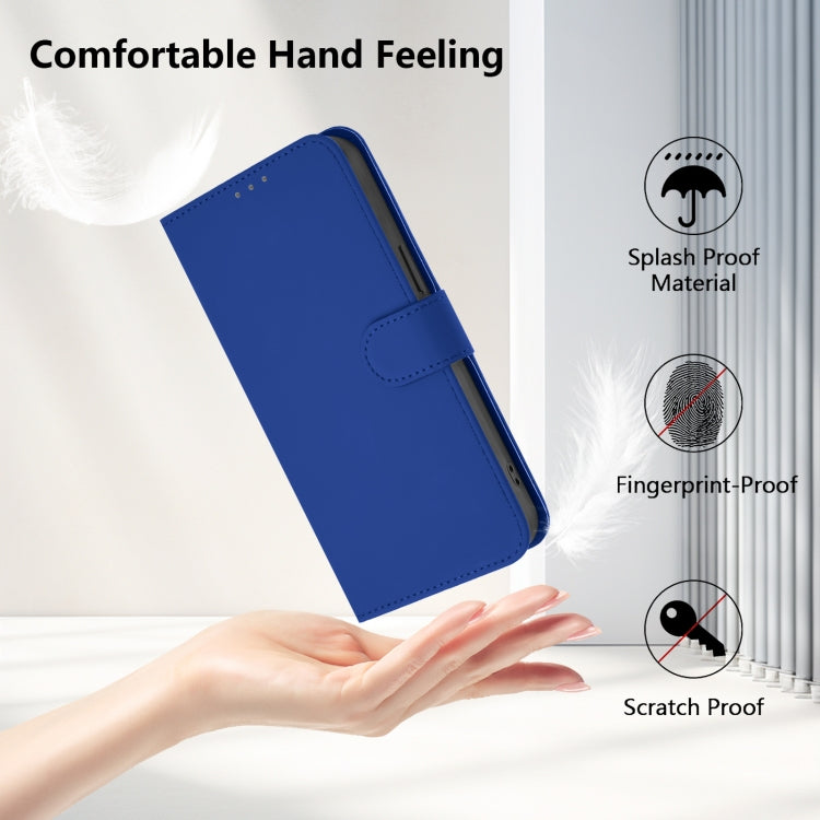 For Samsung Galaxy S25 Ultra 5G Skin Feel Solid Color Leather Phone Case with Lanyard(Dark Blue) by buy2fix