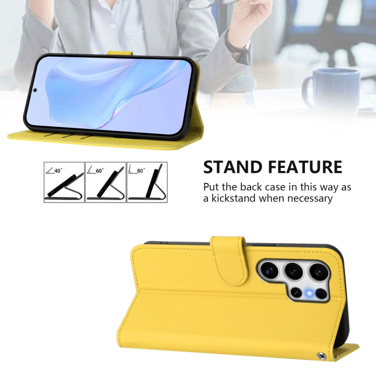For Samsung Galaxy S25 Ultra 5G Skin Feel Solid Color Leather Phone Case with Lanyard(Lemon Yellow) by buy2fix