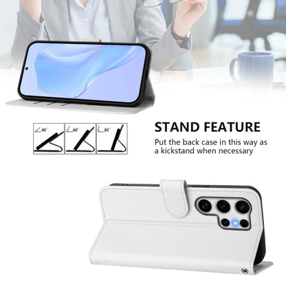 For Samsung Galaxy S25 Ultra 5G Skin Feel Solid Color Leather Phone Case with Lanyard(White) by buy2fix