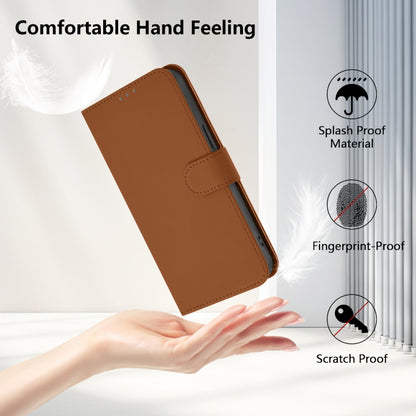 For Samsung Galaxy S25+ 5G Skin Feel Solid Color Leather Phone Case with Lanyard(Brown) - Galaxy S25+ 5G Cases by buy2fix | Online Shopping UK | buy2fix