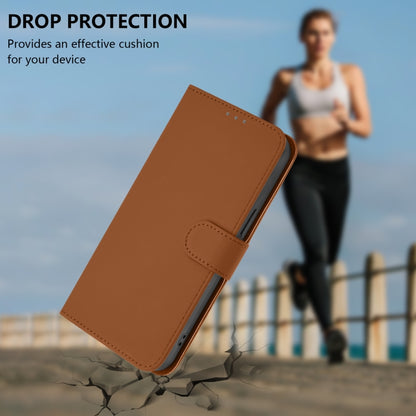 For Samsung Galaxy S25+ 5G Skin Feel Solid Color Leather Phone Case with Lanyard(Brown) - Galaxy S25+ 5G Cases by buy2fix | Online Shopping UK | buy2fix