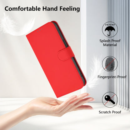 For Samsung Galaxy S25+ 5G Skin Feel Solid Color Leather Phone Case with Lanyard(Red) - Galaxy S25+ 5G Cases by buy2fix | Online Shopping UK | buy2fix
