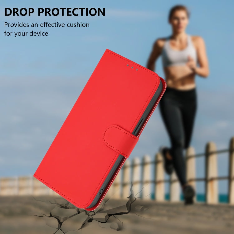 For Samsung Galaxy S25+ 5G Skin Feel Solid Color Leather Phone Case with Lanyard(Red) - Galaxy S25+ 5G Cases by buy2fix | Online Shopping UK | buy2fix