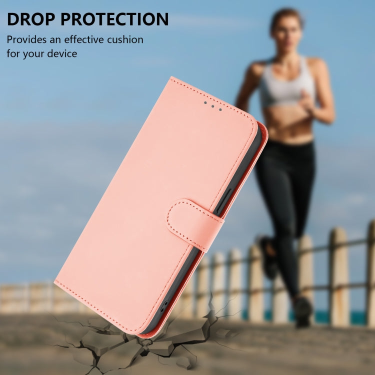 For Samsung Galaxy S25+ 5G Skin Feel Solid Color Leather Phone Case with Lanyard(Pink) - Galaxy S25+ 5G Cases by buy2fix | Online Shopping UK | buy2fix