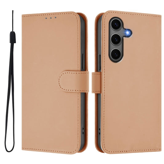 For Samsung Galaxy S25+ 5G Skin Feel Solid Color Leather Phone Case with Lanyard(Nude) by buy2fix
