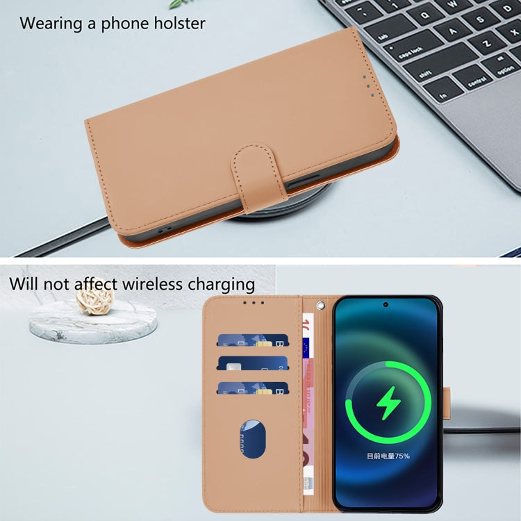 For Samsung Galaxy S25+ 5G Skin Feel Solid Color Leather Phone Case with Lanyard(Nude) - Galaxy S25+ 5G Cases by buy2fix | Online Shopping UK | buy2fix