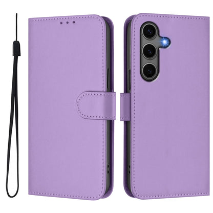 For Samsung Galaxy S25+ 5G Skin Feel Solid Color Leather Phone Case with Lanyard(Lavender Purple) - Galaxy S25+ 5G Cases by buy2fix | Online Shopping UK | buy2fix