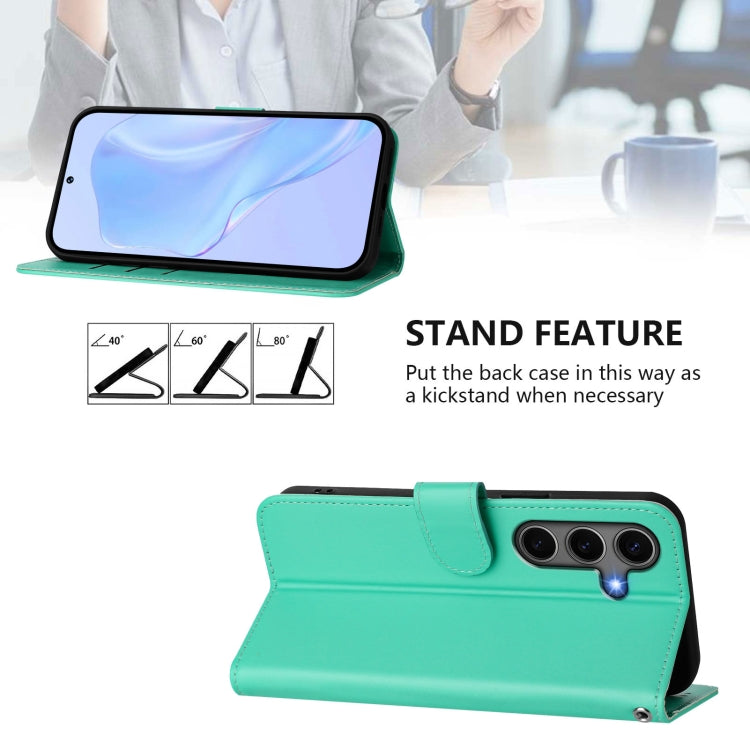 For Samsung Galaxy S25+ 5G Skin Feel Solid Color Leather Phone Case with Lanyard(Green) - Galaxy S25+ 5G Cases by buy2fix | Online Shopping UK | buy2fix