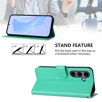 For Samsung Galaxy S25+ 5G Skin Feel Solid Color Leather Phone Case with Lanyard(Green) - Galaxy S25+ 5G Cases by buy2fix | Online Shopping UK | buy2fix