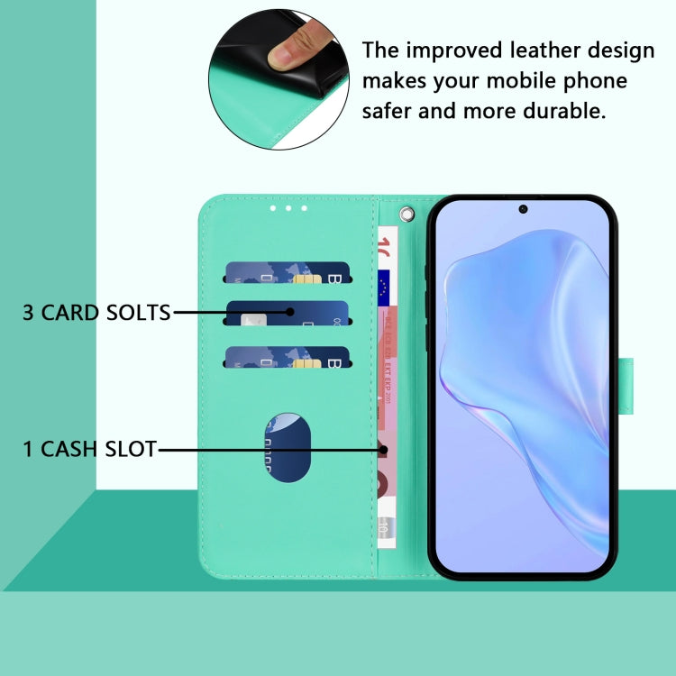 For Samsung Galaxy S25+ 5G Skin Feel Solid Color Leather Phone Case with Lanyard(Green) - Galaxy S25+ 5G Cases by buy2fix | Online Shopping UK | buy2fix