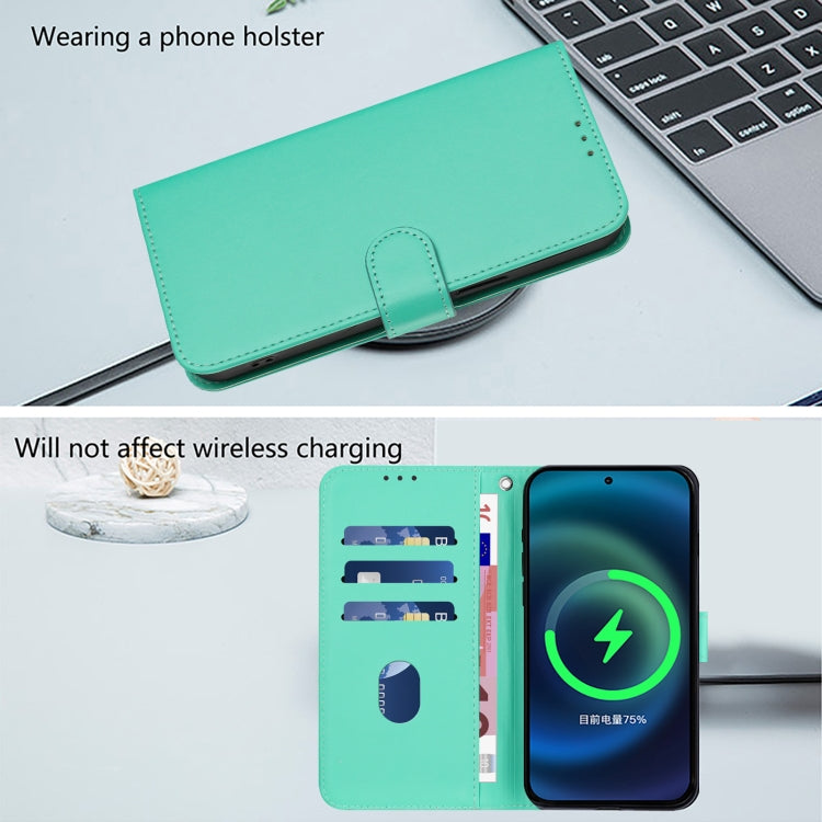 For Samsung Galaxy S25+ 5G Skin Feel Solid Color Leather Phone Case with Lanyard(Green) - Galaxy S25+ 5G Cases by buy2fix | Online Shopping UK | buy2fix