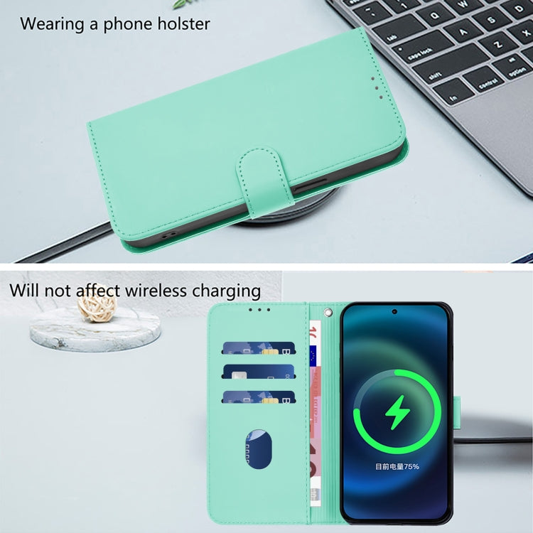 For Samsung Galaxy S25+ 5G Skin Feel Solid Color Leather Phone Case with Lanyard(Mint Green) - Galaxy S25+ 5G Cases by buy2fix | Online Shopping UK | buy2fix
