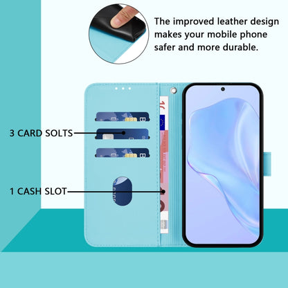 For Samsung Galaxy S25+ 5G Skin Feel Solid Color Leather Phone Case with Lanyard(Sky Blue) - Galaxy S25+ 5G Cases by buy2fix | Online Shopping UK | buy2fix
