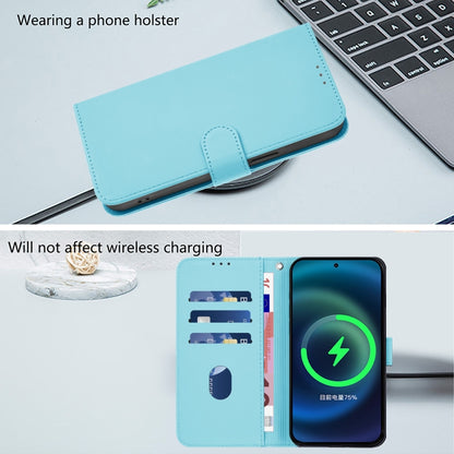 For Samsung Galaxy S25+ 5G Skin Feel Solid Color Leather Phone Case with Lanyard(Sky Blue) - Galaxy S25+ 5G Cases by buy2fix | Online Shopping UK | buy2fix