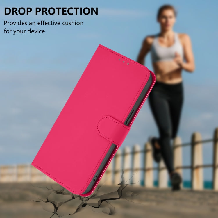 For Samsung Galaxy S25+ 5G Skin Feel Solid Color Leather Phone Case with Lanyard(Rose Red) - Galaxy S25+ 5G Cases by buy2fix | Online Shopping UK | buy2fix