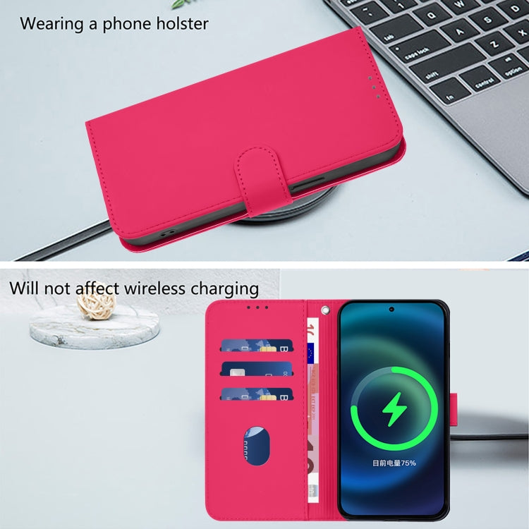 For Samsung Galaxy S25+ 5G Skin Feel Solid Color Leather Phone Case with Lanyard(Rose Red) - Galaxy S25+ 5G Cases by buy2fix | Online Shopping UK | buy2fix