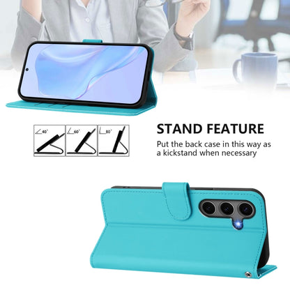 For Samsung Galaxy S25+ 5G Skin Feel Solid Color Leather Phone Case with Lanyard(Lake Blue) - Galaxy S25+ 5G Cases by buy2fix | Online Shopping UK | buy2fix