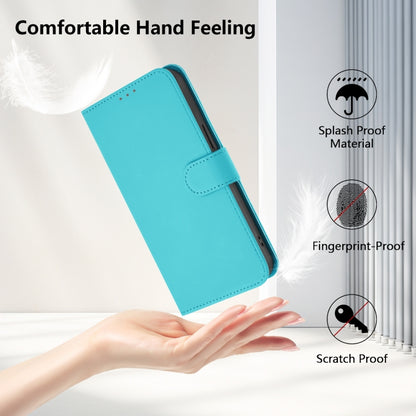 For Samsung Galaxy S25+ 5G Skin Feel Solid Color Leather Phone Case with Lanyard(Lake Blue) - Galaxy S25+ 5G Cases by buy2fix | Online Shopping UK | buy2fix