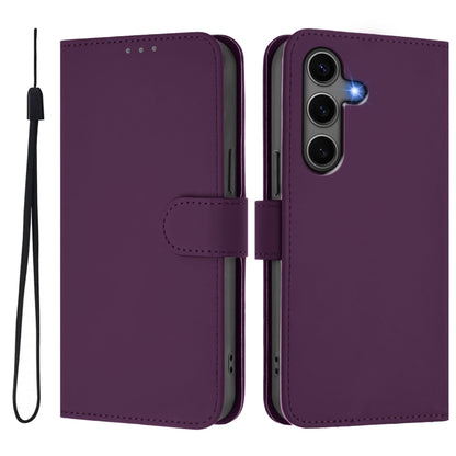 For Samsung Galaxy S25+ 5G Skin Feel Solid Color Leather Phone Case with Lanyard(Violet) - Galaxy S25+ 5G Cases by buy2fix | Online Shopping UK | buy2fix