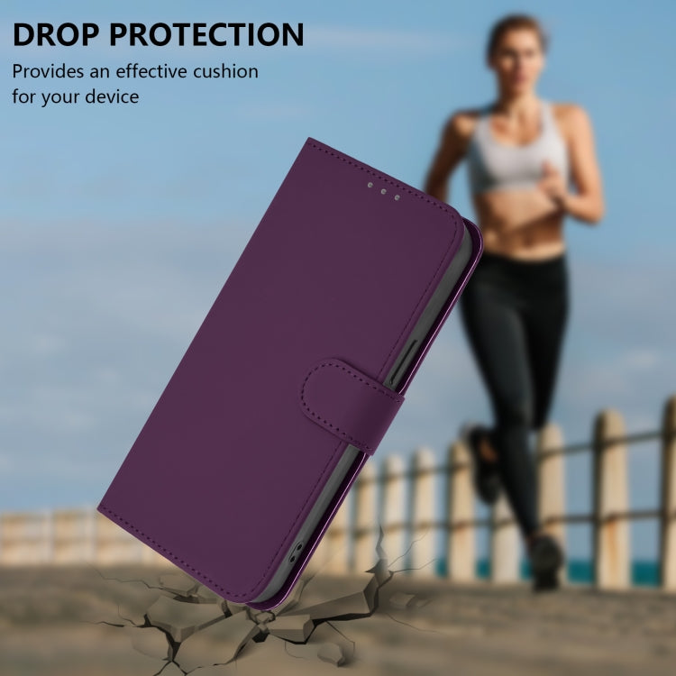 For Samsung Galaxy S25+ 5G Skin Feel Solid Color Leather Phone Case with Lanyard(Violet) - Galaxy S25+ 5G Cases by buy2fix | Online Shopping UK | buy2fix