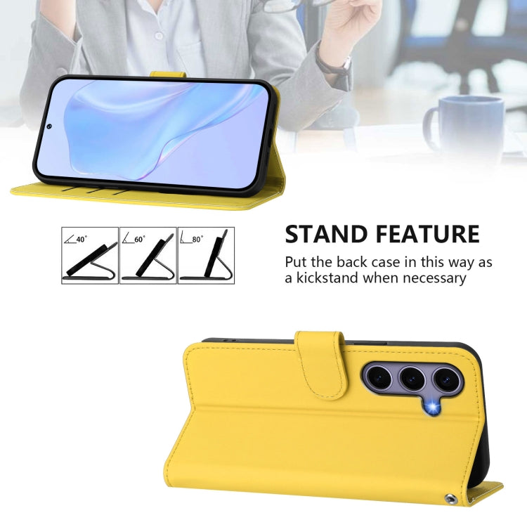 For Samsung Galaxy S25 5G Skin Feel Solid Color Leather Phone Case with Lanyard(Lemon Yellow) by buy2fix