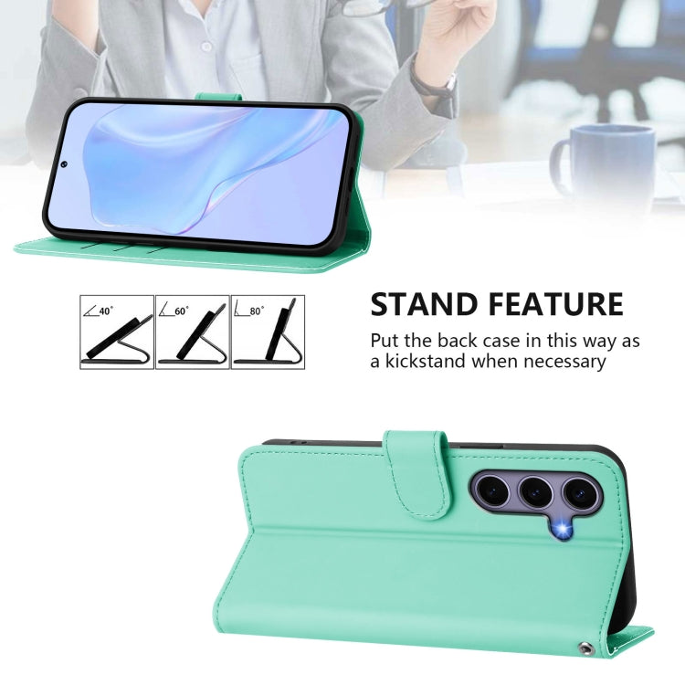 For Samsung Galaxy S25 5G Skin Feel Solid Color Leather Phone Case with Lanyard(Mint Green) by buy2fix