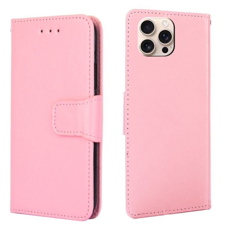 For iPhone 16 Pro Max Crystal Texture Leather Phone Case(Pink) by buy2fix